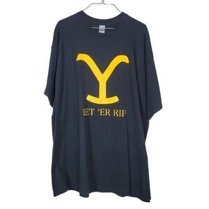 Gildan Ultra Cotton‎ Unisex T-Shirt Black Yellowstone Rip Size 2XL